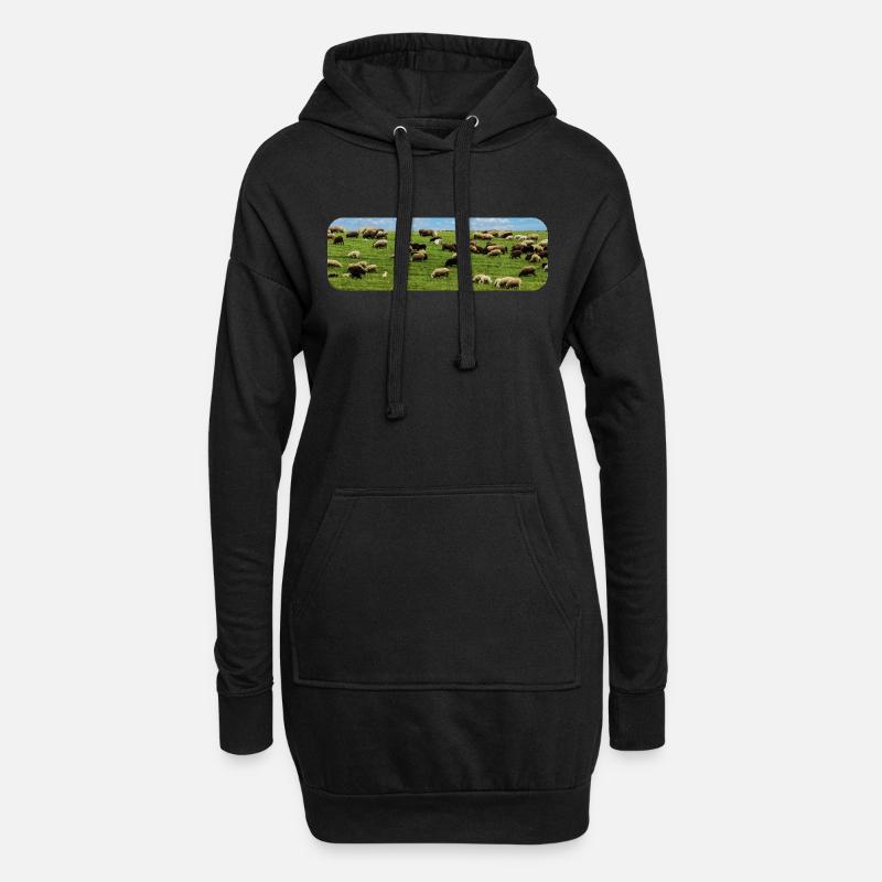 Schafherde am weiden - Hoodie-Kleid - Schwarz