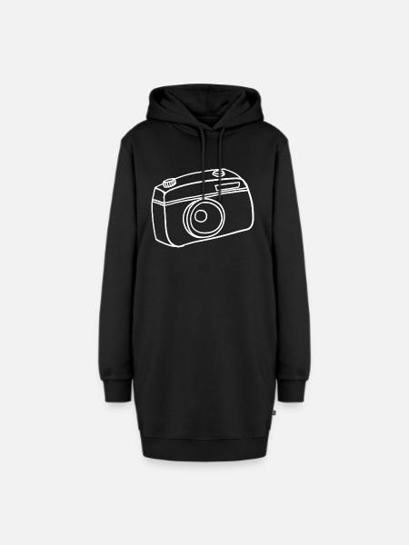 Kamera Hand gezeichnet - Hoodie-Kleid - Schwarz