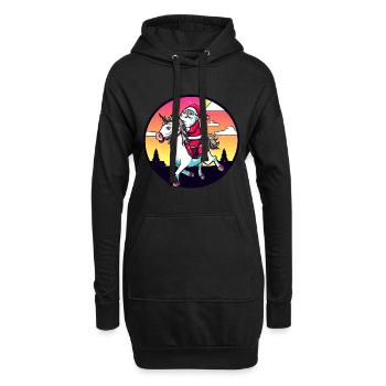 Einhorn Weihnachtsmann - Hoodie-Kleid - Schwarz - Vorne