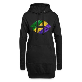 Mardi Gras Lèvres Chaudes - Sweat-shirt à capuche long Femme - noir - Devant