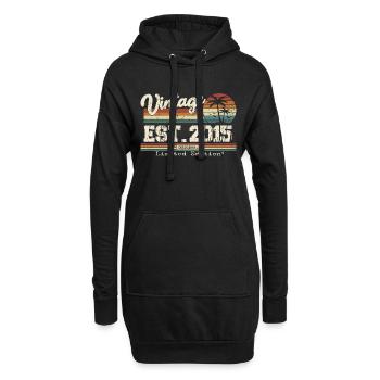 2015 Vintage Millésime anniversaire Retro cadeau - Sweat-shirt à capuche long Femme - noir - Devant