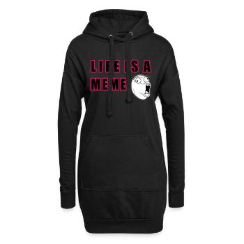 Das Leben ist ein Meme - Hoodie-Kleid - Schwarz - Vorne