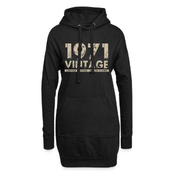 Jahrgang 1971 Bursdag - Unikat - Hoodie-Kleid - Schwarz - Vorne