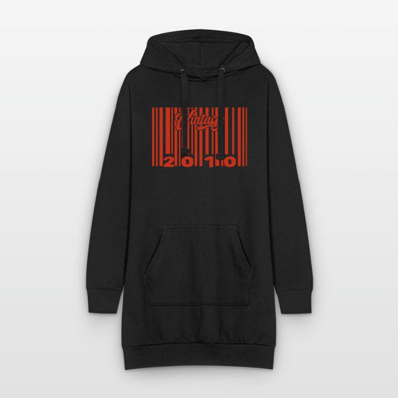 vintage 2010 né en 2010 15 ans bar code anniversai Sweat-shirt à capuche long Femme