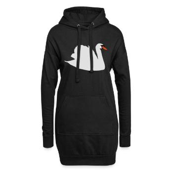 schwan - Hoodie-Kleid - Schwarz - Vorne