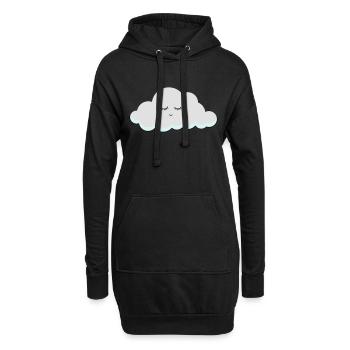 Schlaf Wolke mit Wimpern - Hoodie-Kleid - Schwarz - Vorne