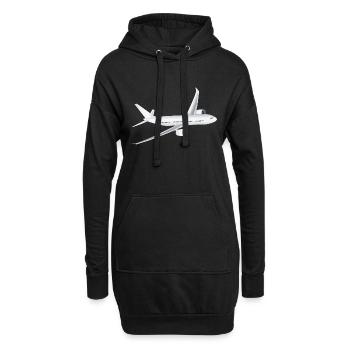 Flugzeug - Hoodie-Kleid - Schwarz - Vorne
