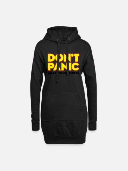 Don't panic - Grab your towel - Keine Panik - - Hoodie-Kleid - Schwarz