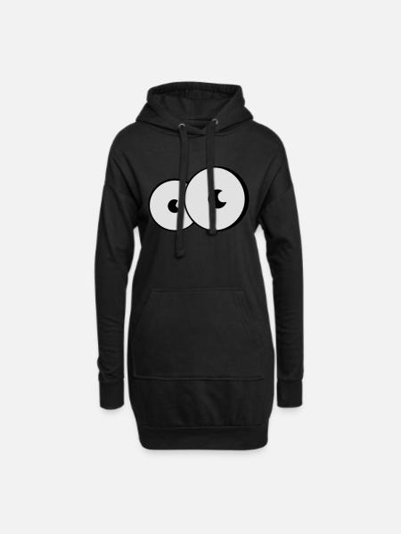 Augen - Hoodie-Kleid - Schwarz