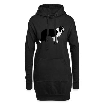 Border Collie - Hoodie-Kleid - Schwarz - Vorne