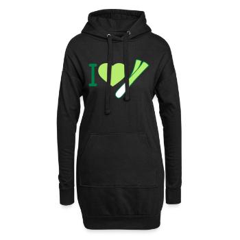 J'aime les poireaux - Sweat-shirt à capuche long Femme - noir - Devant