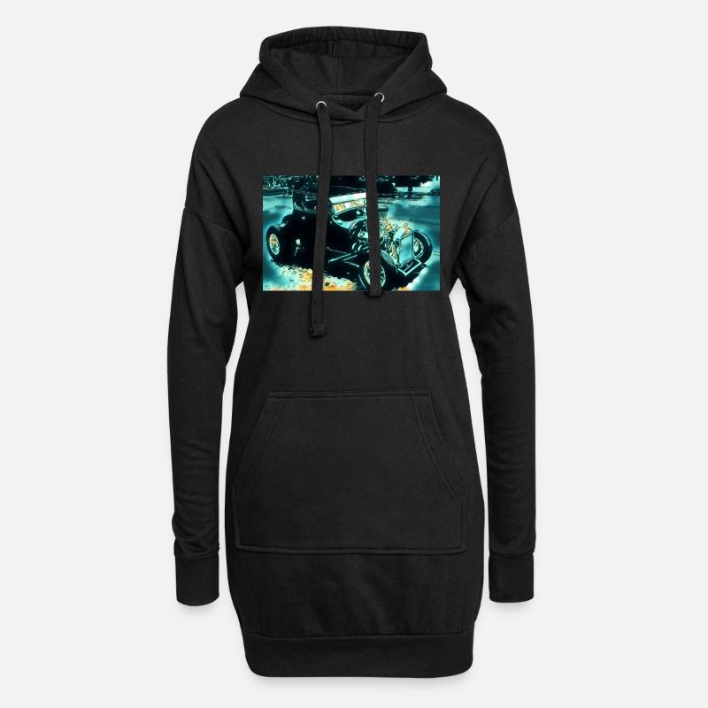 Auto - Hoodie-Kleid - Schwarz