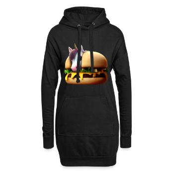 Licorne Cheeseburger - Sweat-shirt à capuche long Femme - noir - Devant