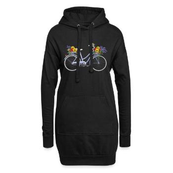 Fahrrad mit Lavendel - Hoodie-Kleid - Schwarz - Vorne