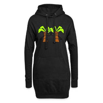 2 drôle mignon palmiers salutation équipe de visage comique - Sweat-shirt à capuche long Femme - noir - Devant