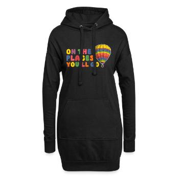On The Places You'll Go Hot Air Ballooning - Hoodie-Kleid - Schwarz - Vorne