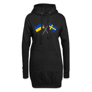 Schweden + Ukraine - Hoodie-Kleid - Schwarz - Vorne