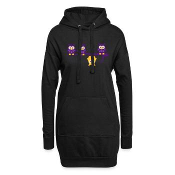 Be Different 4 Eulen Anderst verschieden - Hoodie-Kleid - Schwarz - Vorne