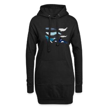 baleines - Sweat-shirt à capuche long Femme - noir - Devant