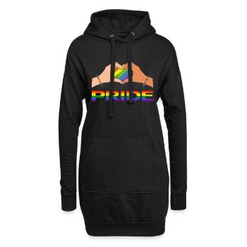Le cœur LGBTQ porte la fierté arc-en-ciel - Sweat-shirt à capuche long Femme - noir - Devant