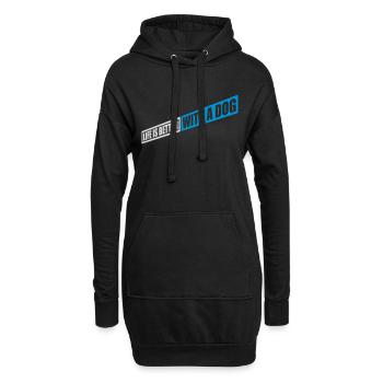 better with a dog - Hoodie-Kleid - Schwarz - Vorne