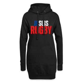 Je suis Rugby France - Sweat-shirt à capuche long Femme - noir - Devant