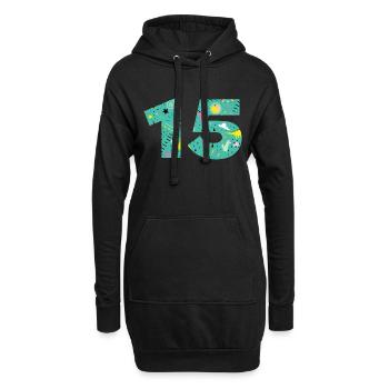 Numéro 15 anniversaire personnalisé - Sweat-shirt à capuche long Femme - noir - Devant