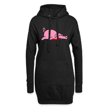 Grillon de porc mort inconscient mangeant de la viande - Sweat-shirt à capuche long Femme - noir - Devant