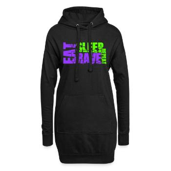Eat Sleep Rave Repeat Essen Schlafen Raven Spruch - Hoodie-Kleid - Schwarz - Vorne