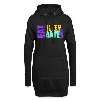 Manger dormir Rave répéter Logo Musique de fête Répéter - Sweat-shirt à capuche long Femme - noir - Devant