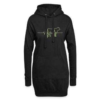 t Vache Agriculteur Battement de cœur - Sweat-shirt à capuche long Femme - noir - Devant
