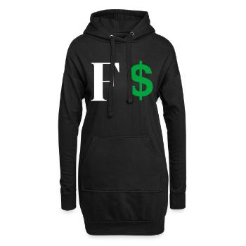 Buchstabe f Dollar - Hoodie-Kleid - Schwarz - Vorne