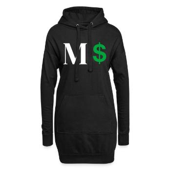 Lettre m dollar - Sweat-shirt à capuche long Femme - noir - Devant