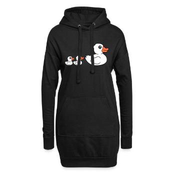 3 Canards Famille Maman Maman Deux Enfants Bébé Papa - Sweat-shirt à capuche long Femme - noir - Devant