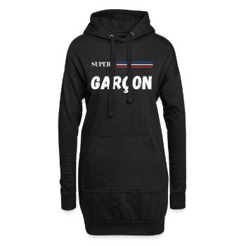 super garçon - t-shirt assorti - Sweat-shirt à capuche long Femme - noir - Devant