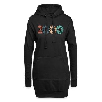 2000 vintage rétro - Sweat-shirt à capuche long Femme - noir - Devant
