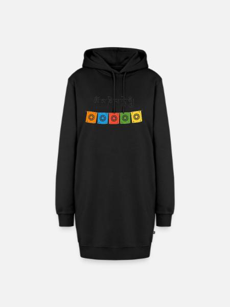 Tibetische Gebetsfahnen - Hoodie-Kleid - Schwarz