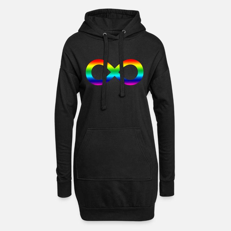 Unendlich Regenbogen - Hoodie-Kleid - Schwarz