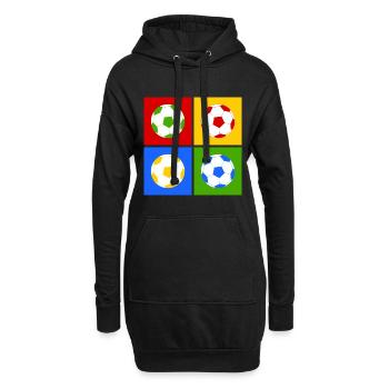 Fußball Pop-Art - Hoodie-Kleid - Schwarz - Vorne