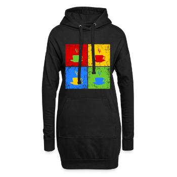 Café thé cappuccino - Sweat-shirt à capuche long Femme - noir - Devant