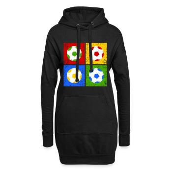 Fußball Pop-Art - Hoodie-Kleid - Schwarz - Vorne