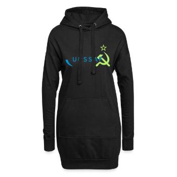 Logo URSS/ URSSAF Vert & Bleu - Sweat-shirt à capuche long Femme - noir - Devant