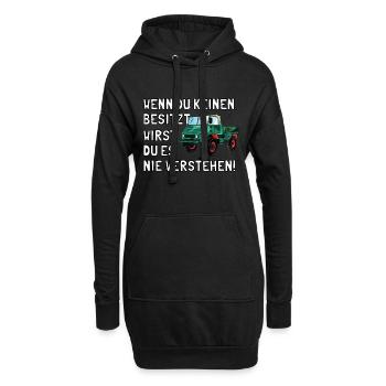 Unimog - Oldtimer - Offroad - Universal Motorgerät - Hoodie-Kleid - Schwarz - Vorne