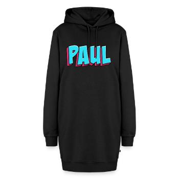 Namen Motiv: Paul - Hoodie-Kleid - Schwarz - Vorne - AI Model Female 172 light (172cm)