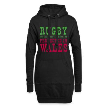 Rugby Perfected In Wales Rugby - Hoodie-Kleid - Schwarz - Vorne