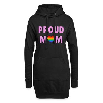 Stolze Mama Regenbogenherz Stolze Eltern LGBTQ-Familie - Hoodie-Kleid - Schwarz - Vorne