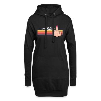Ich bin 65 + 1 Mittelfinger-Shirt Ich bin 65 plus, - Hoodie-Kleid - Schwarz - Vorne