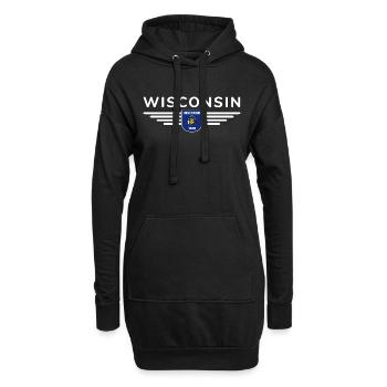 Wisconsin Fan Shirt – Natur & Stolz - Hoodie-Kleid - Schwarz - Vorne