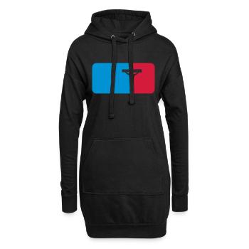 bouton rouge sport bleu mort cloué symbole de la c - Sweat-shirt à capuche long Femme - noir - Devant