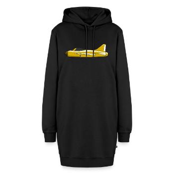 Flugzeug Gelb - Hoodie-Kleid - Schwarz - Vorne - AI Model Female 172 light (172cm)